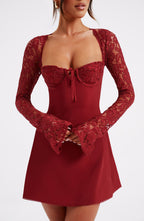 Jacinta Lace Mini Dress - Red
