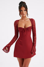 Jacinta Lace Mini Dress - Red