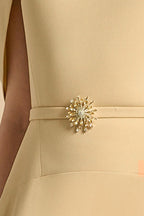 Flowering Girl Women Jasmine A-Line Cape Sleeved Maxi Dress In Yellow Beige