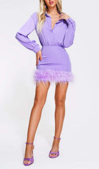 Flowering Girl Women FEATHER LONG SLEEVE SHIRT DRESS