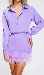 Flowering Girl Women FEATHER LONG SLEEVE SHIRT DRESS