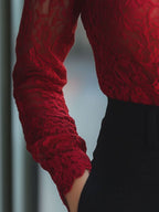 Classic Floral Lace Blouse With High Neck