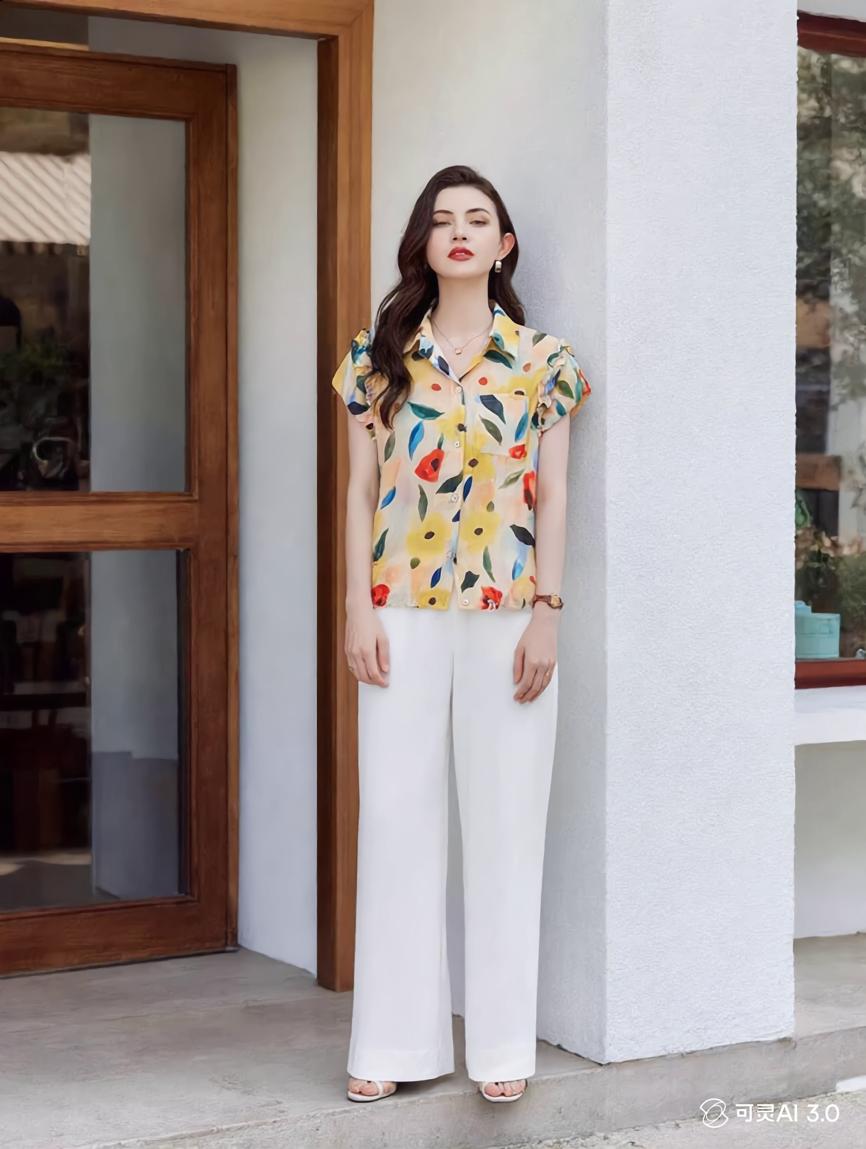 Flowering Girl Women odelia Casual Polo Floral Printed Shirt