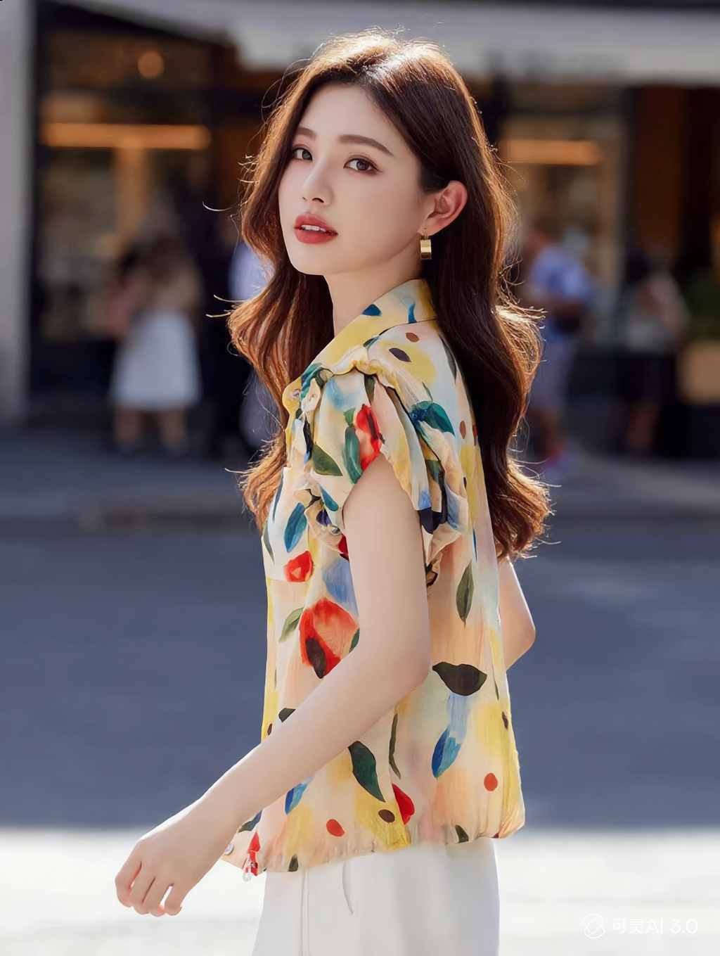Flowering Girl Women odelia Casual Polo Floral Printed Shirt