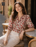 lesley Classic Puff Sleeve Printed Top