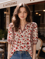 lesley Classic Puff Sleeve Printed Top