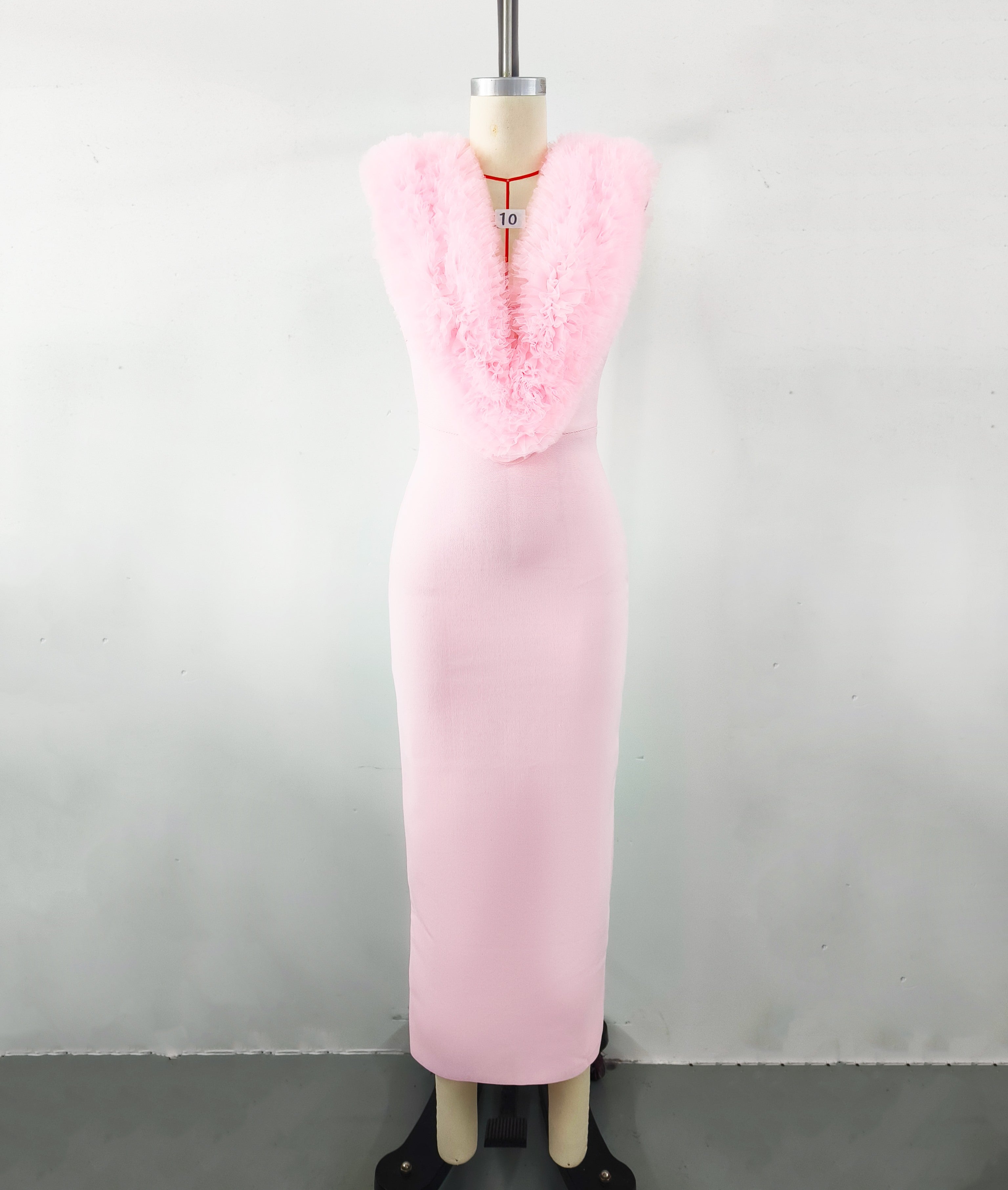 Flowering Girl Women PINK SLEEVELESS FAUX FUR MIDI DRESS