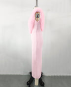 Flowering Girl Women PINK SLEEVELESS FAUX FUR MIDI DRESS