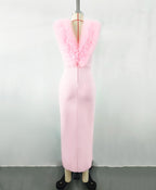 Flowering Girl Women PINK SLEEVELESS FAUX FUR MIDI DRESS