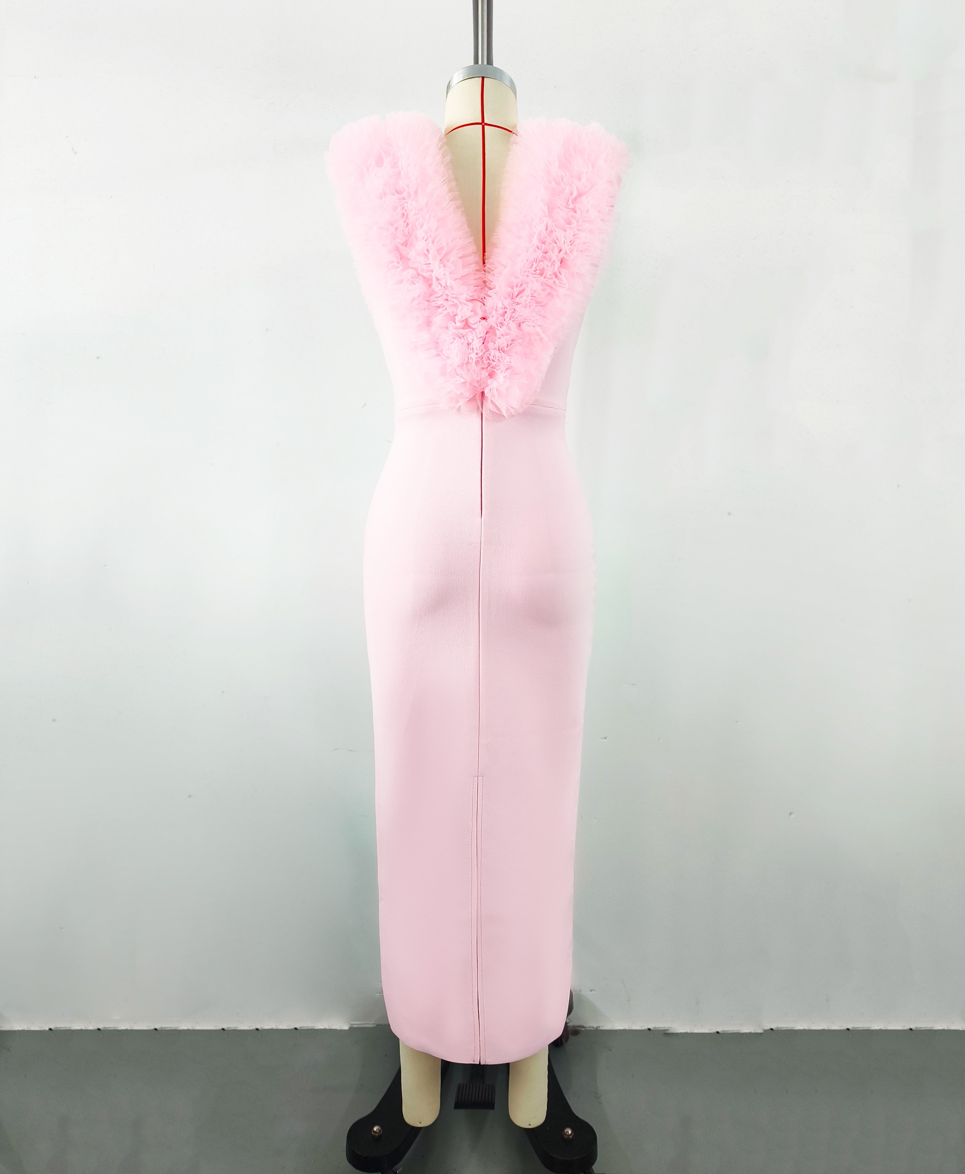 Flowering Girl Women PINK SLEEVELESS FAUX FUR MIDI DRESS