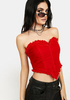 Flowering Girl Women Velvet Heart Shaped Bustier Top
