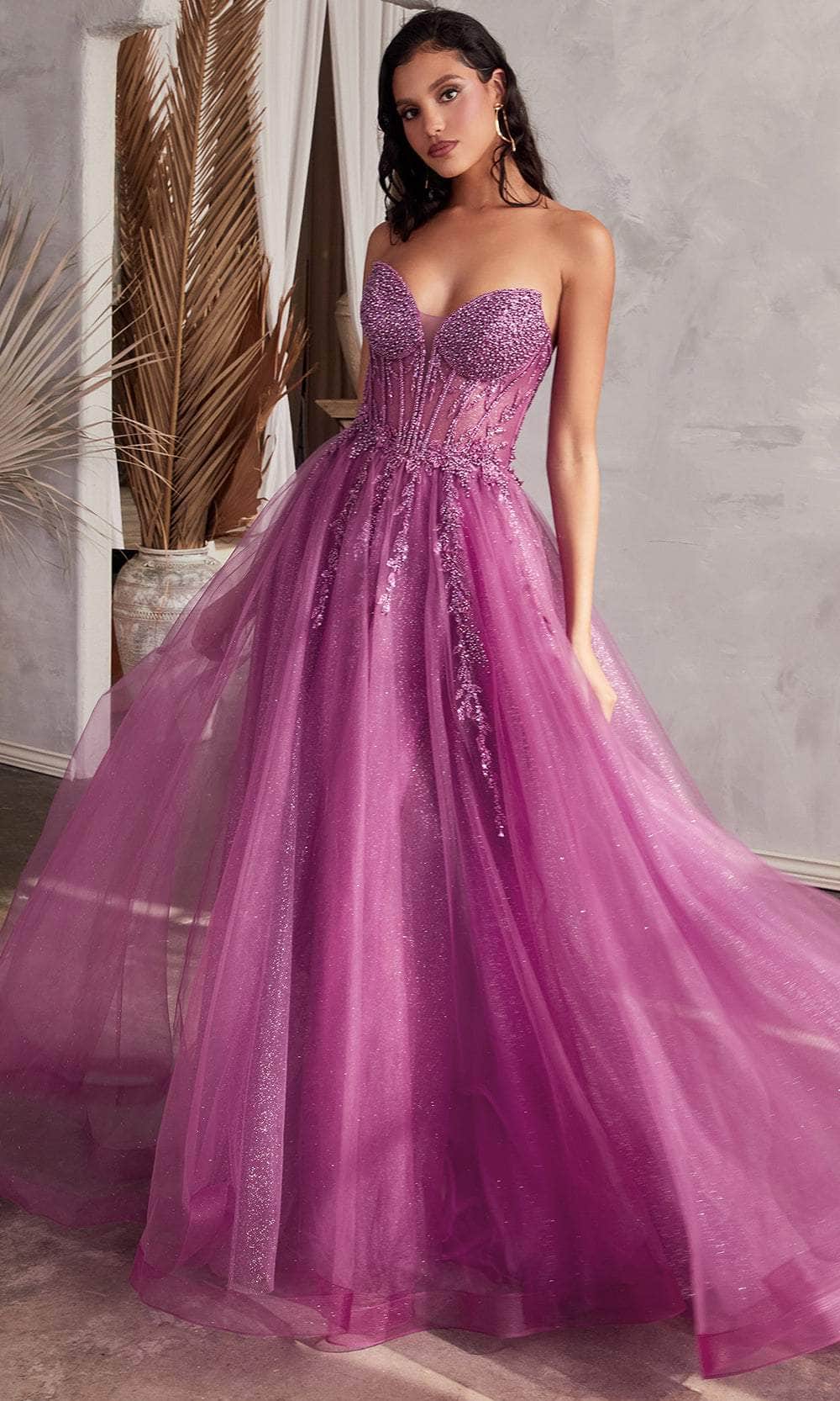 Flowering Girl Women Ladivine Beaded Appliqued A-Line Prom Gown