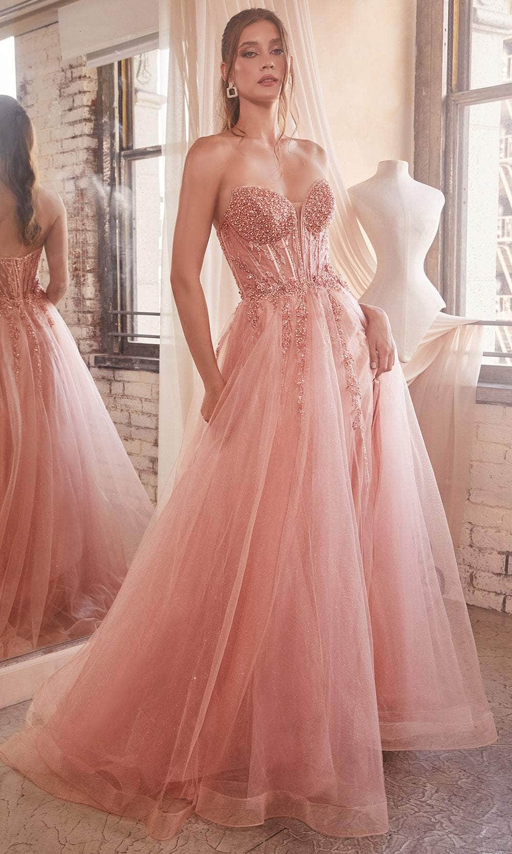 Flowering Girl Women Ladivine Beaded Appliqued A-Line Prom Gown