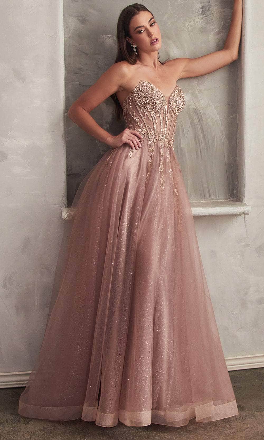 Flowering Girl Women Ladivine Beaded Appliqued A-Line Prom Gown