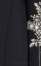 Flowering Girl Women Crystal-Embellished Crepe Gown in black