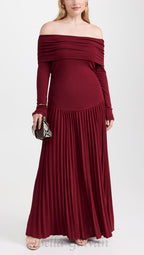 Flowering Girl Women sara bodycon strapless long sleeve maxi dress in burgundy