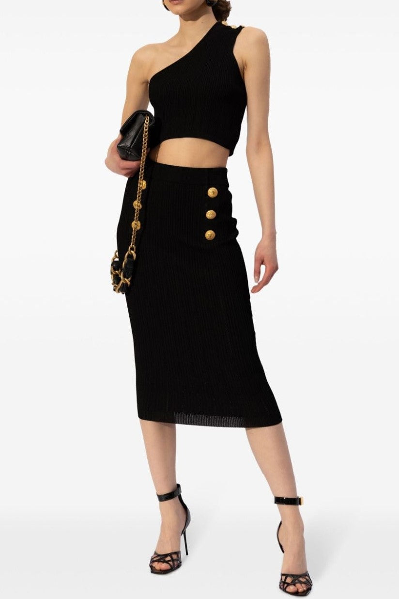 Flowering Girl Women Lynn One Shoulder Knit Set - Black