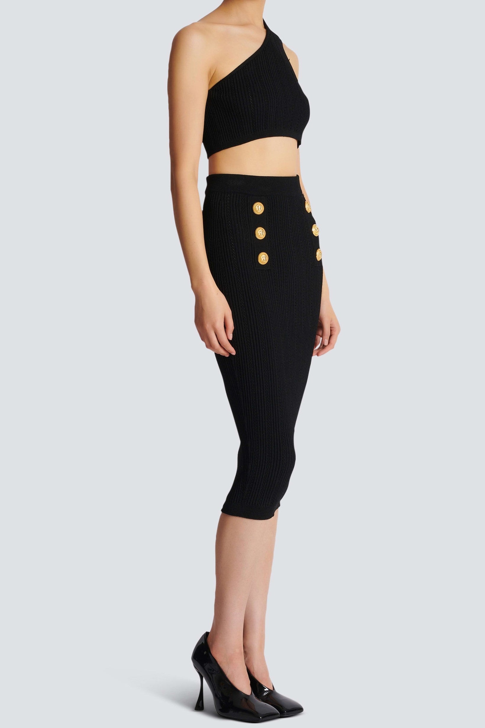 Flowering Girl Women Lynn One Shoulder Knit Set - Black