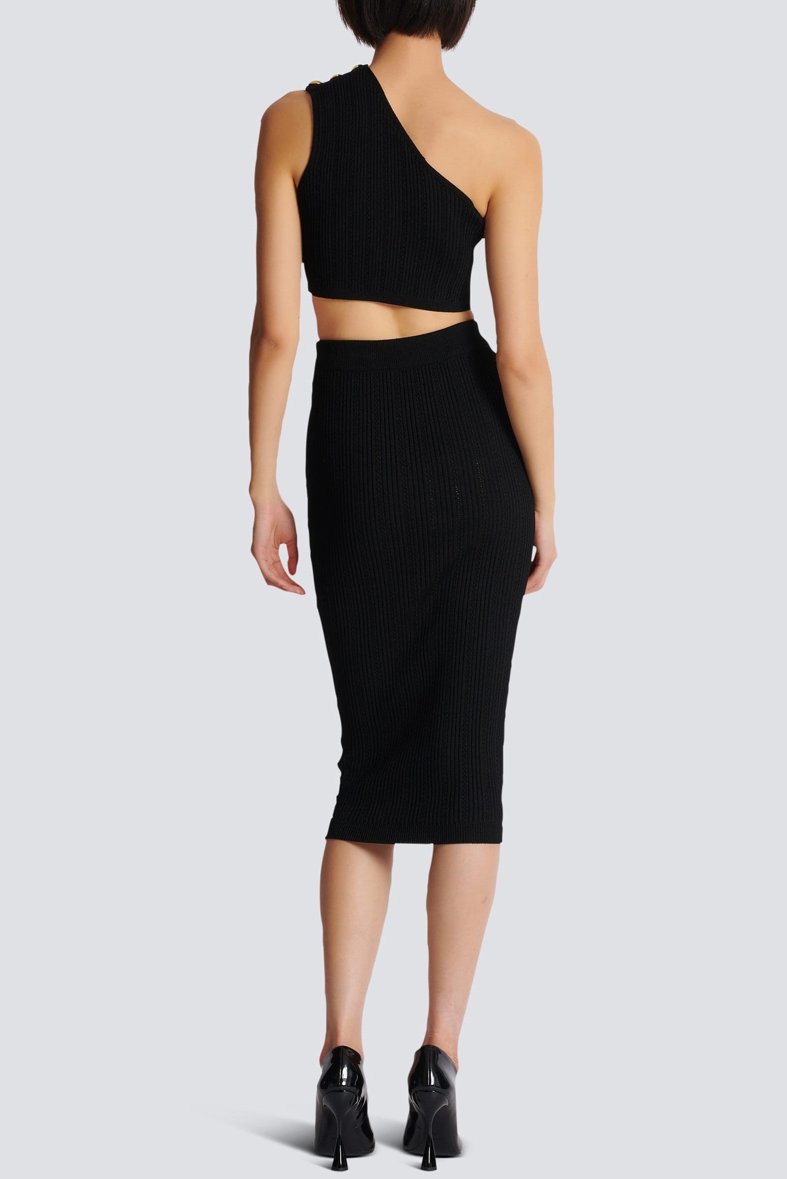 Flowering Girl Women Lynn One Shoulder Knit Set - Black