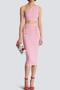 Flowering Girl Women Lynn One Shoulder Knit Set - Pink