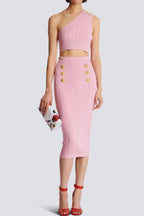 Flowering Girl Women Lynn One Shoulder Knit Set - Pink