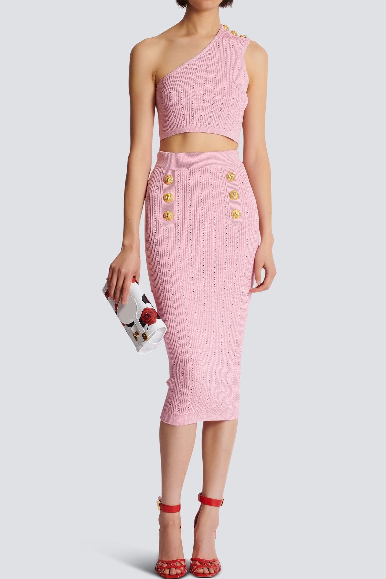 Flowering Girl Women Lynn One Shoulder Knit Set - Pink