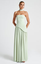 Maliyah high slit strapless Maxi Dress - Mint