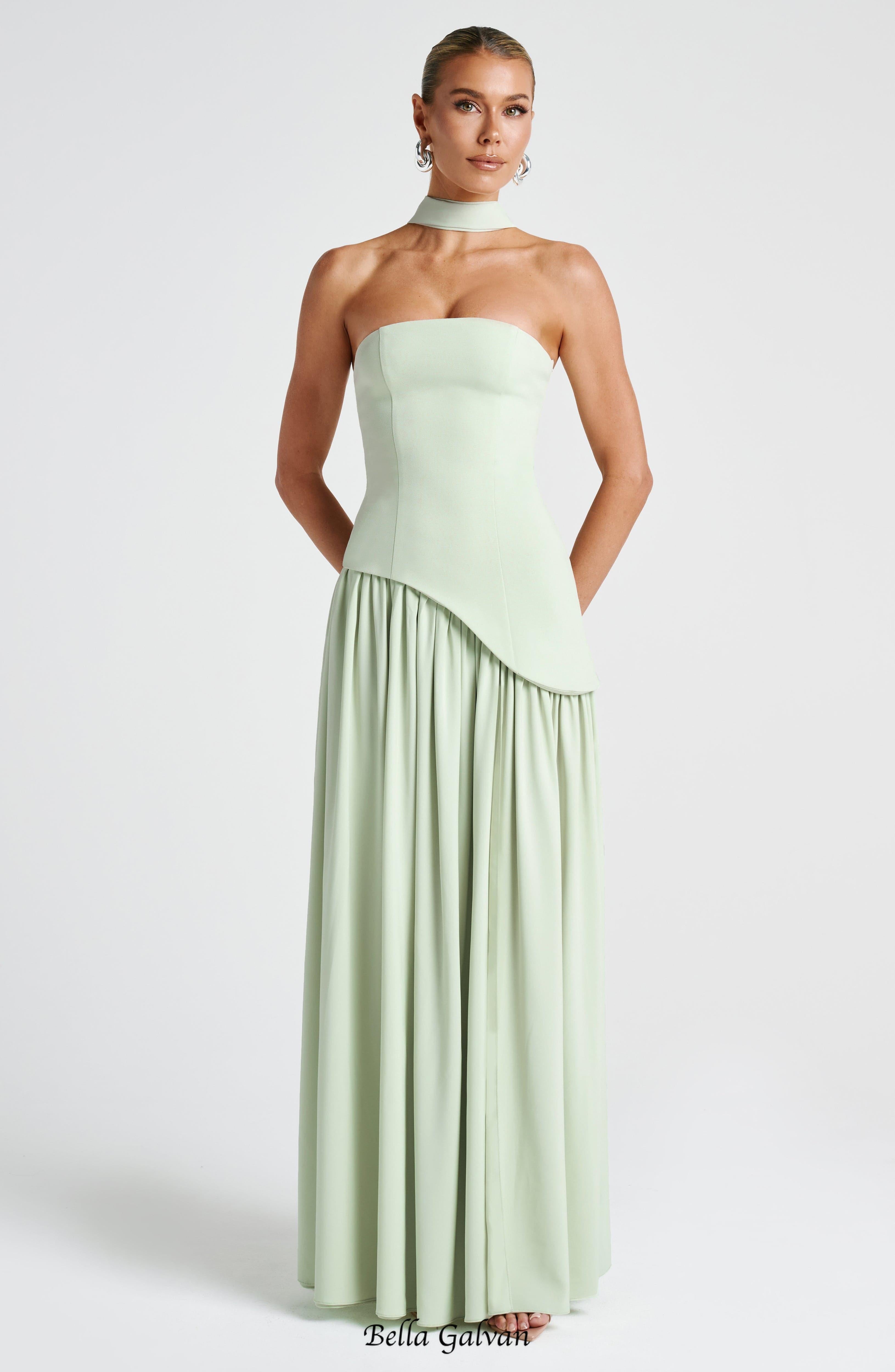 Maliyah high slit strapless Maxi Dress - Mint