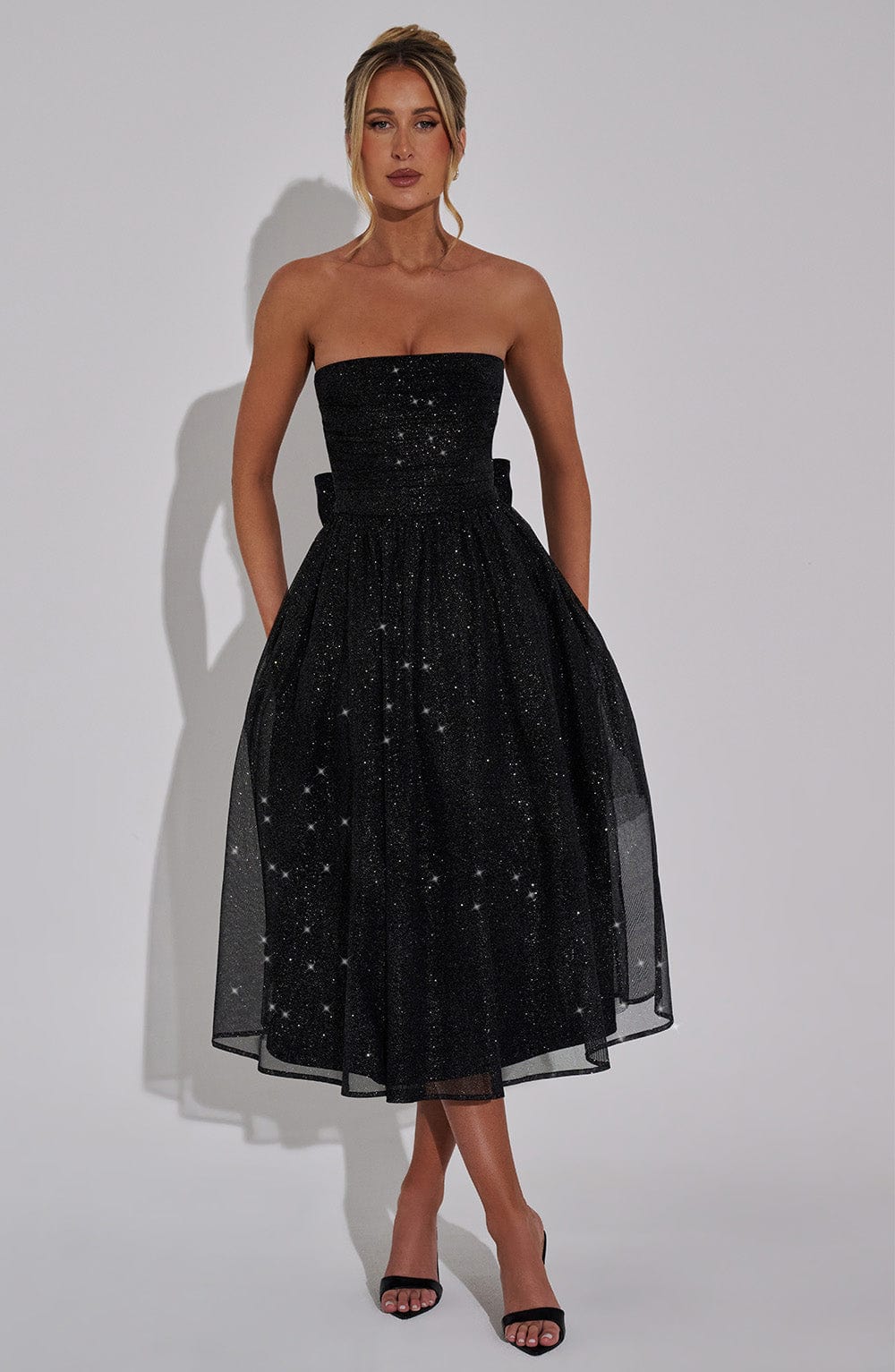 Flowering Girl Women Marissa Midi Dress - Black Sparkle
