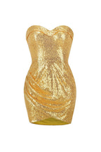 Flowering Girl Women Hedwig Sequin Pleated Strapless Mini Dress In Gold