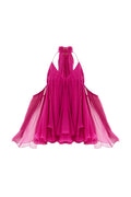 erica Halter Neck Lace-Up Backless Mini Dress - fuchsia