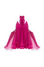 erica Halter Neck Lace-Up Backless Mini Dress - fuchsia