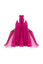 Flowering Girl Women Erica Halter Neck Lace-Up Backless Mini Dress - Fuchsia