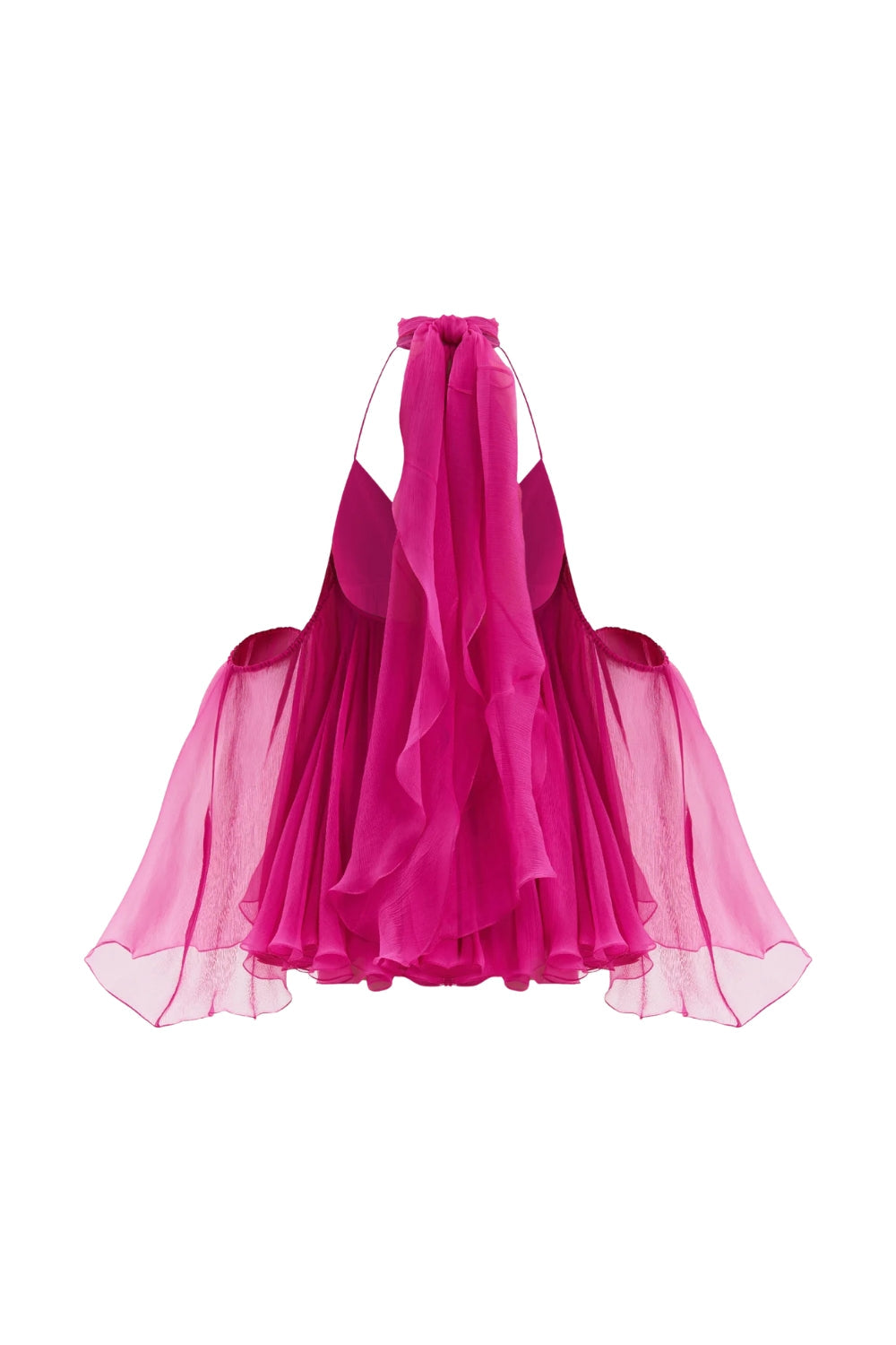 Flowering Girl Women Erica Halter Neck Lace-Up Backless Mini Dress - Fuchsia