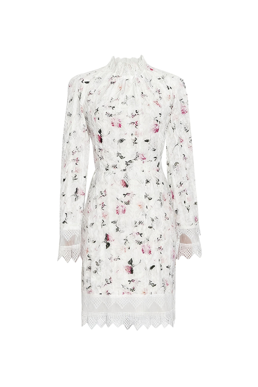 Flowering Girl Women Sebastiane Lace-Trim Long-Sleeve Floral Midi Dress In White