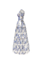 Flowering Girl Women Hydrangea Print Voluminous Sleeves Maxi Dress In Blue