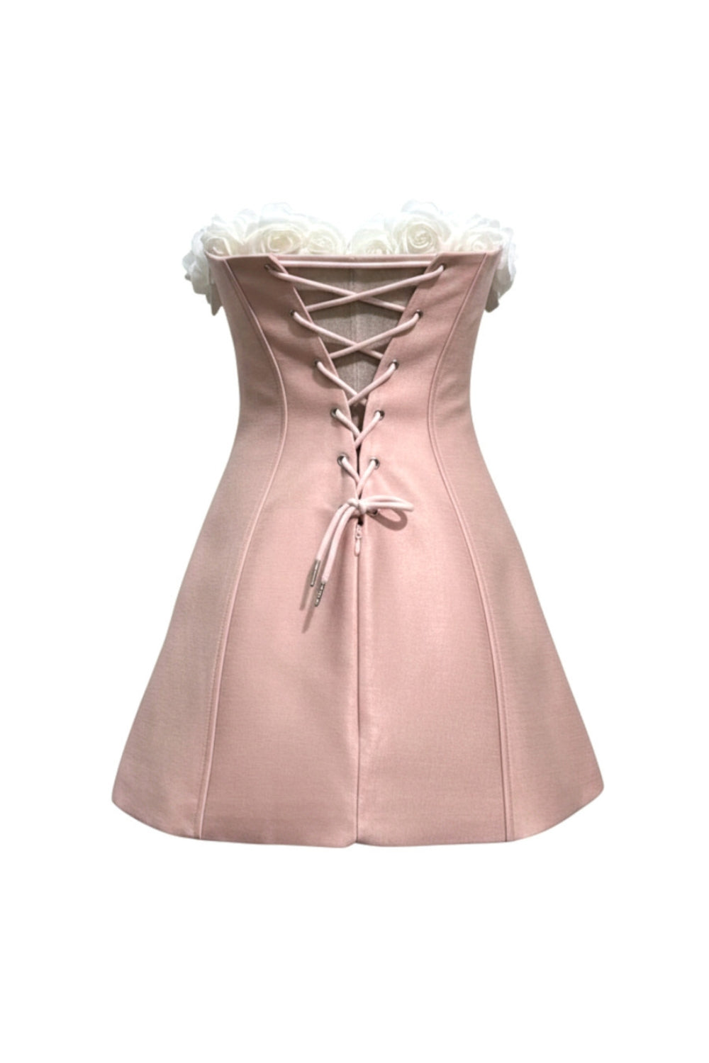 Gladys Strapless 3d Floral Corset A-Line Dress In Pink