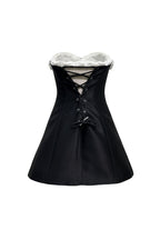 Gladys Strapless 3d Floral Corset A-Line Dress In Black