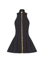Carol Black Halterneck Dress In Grain De Poudre Wool
