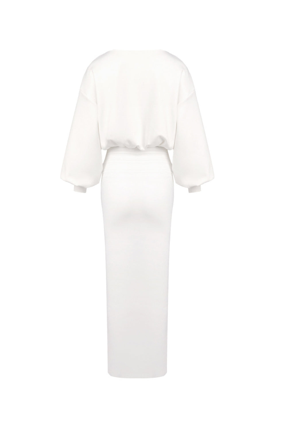 edith High elastic long hip maxi dress in white