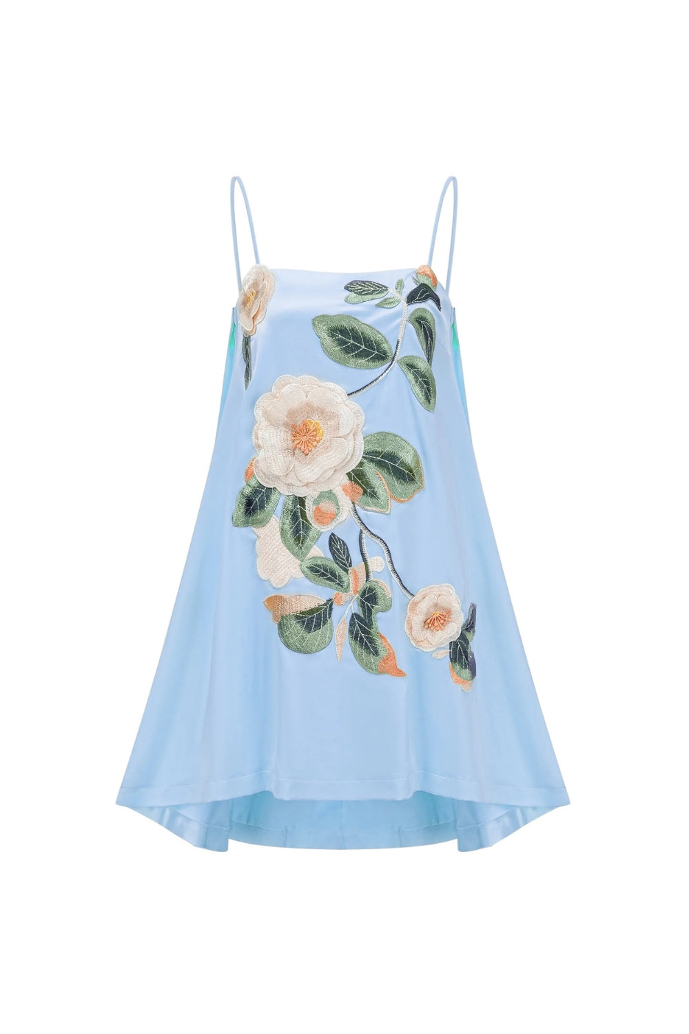 Edwina Applique Floral Embroidered Mini Dress In Blue