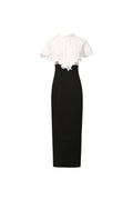 alice lace patchwork shawl bodycon midi dress in black