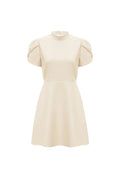 basia Petal Sleeve Cut Out Bow Mini Dress in white