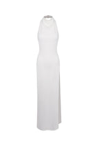 Flowering Girl Women Sharon Halter Backless High Slit Diamond Maxi Dress In White