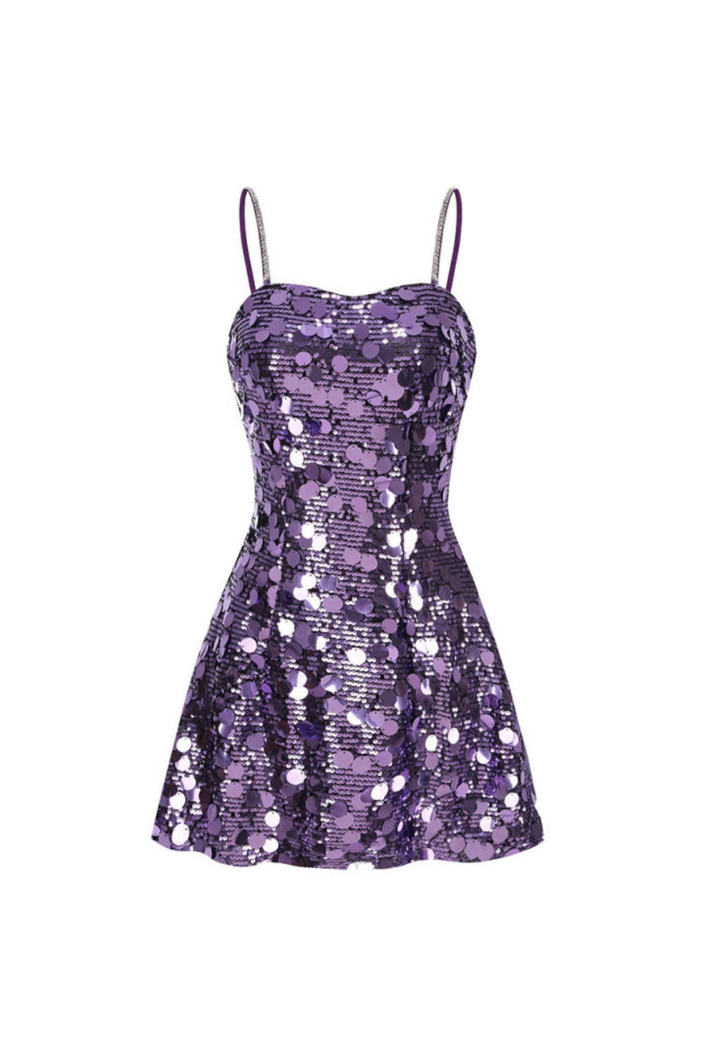 Virginia Strappy Sequin Embellished Mini Dress In Purple