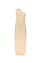 xaviera one-shoulder pleated backless maxi dress in yellow