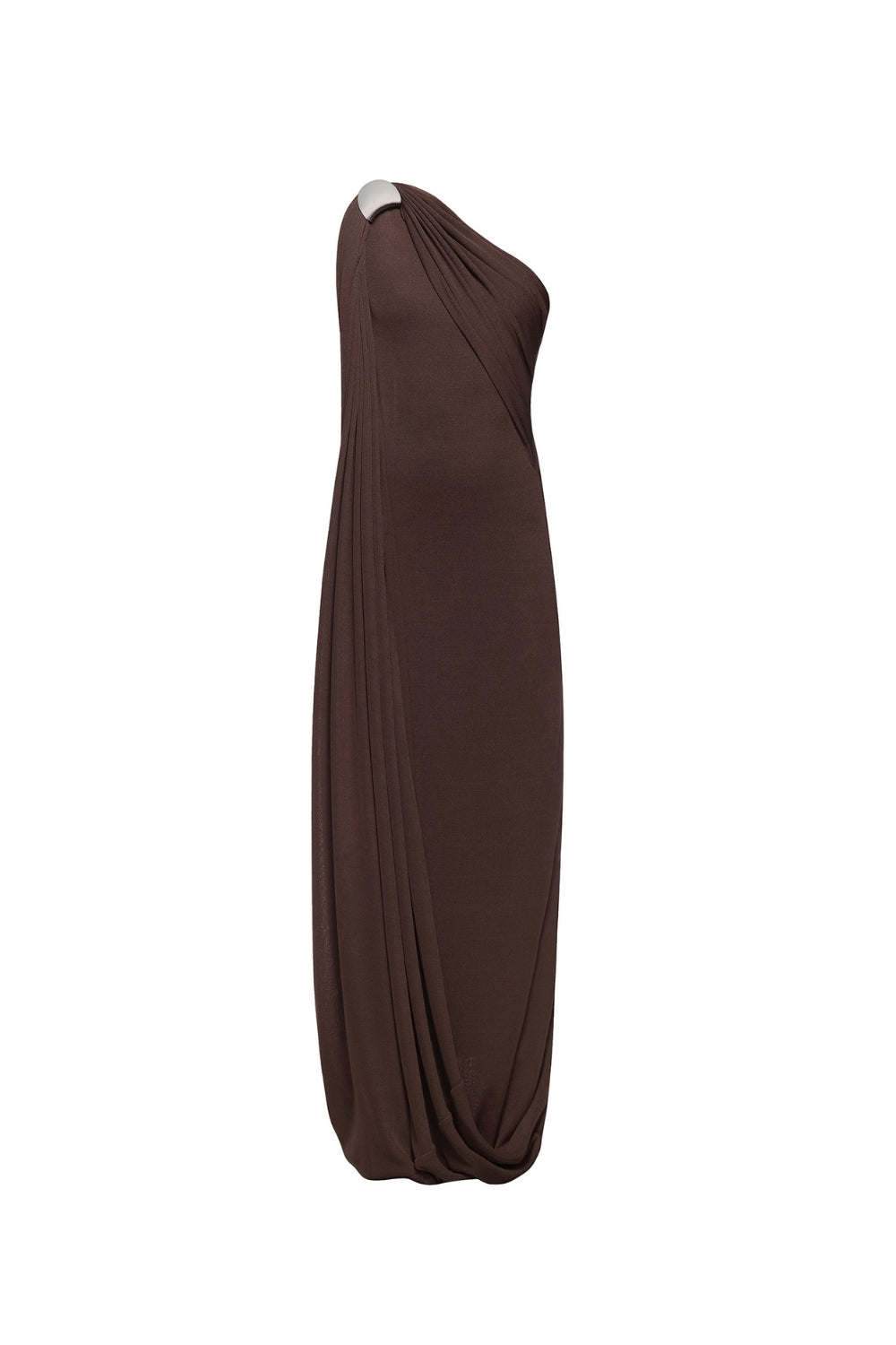 Flowering Girl Women Xaviera One-Shoulder Pleated Backless Maxi Dress In Brown