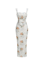 Flowering Girl Women Phoenix White Floral Print Fitted Corset Maxi Dress