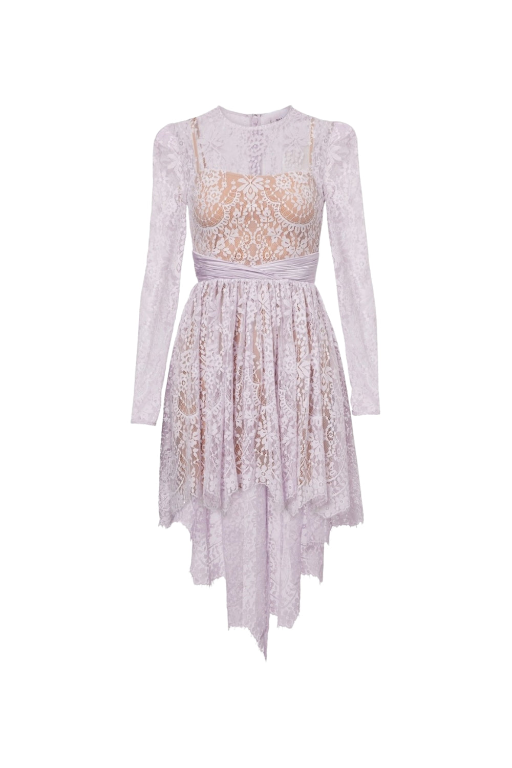 Sabrina Lilac Long Sleeve Lace Satin Mini Dress