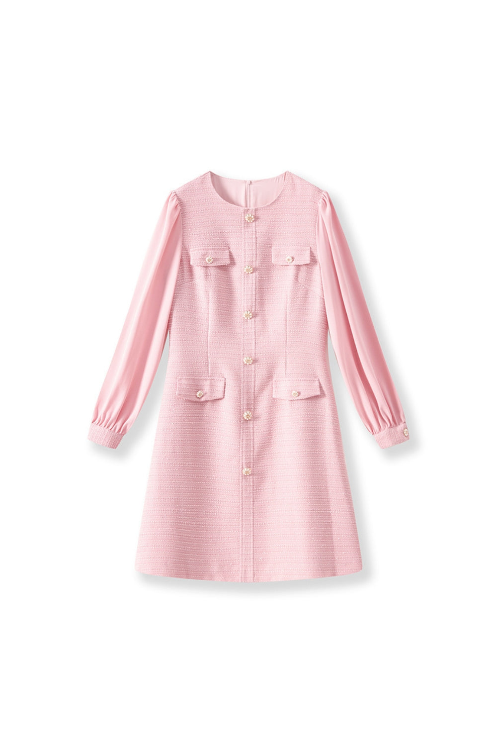 Flowering Girl Women Alani Embossed Chiffon Puff Sleeves Mini Dress In Pink